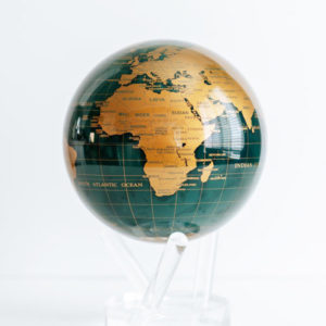 Глобус самовращающийся рельефный зеленый с золотом с политической картой Мира Mova Globe