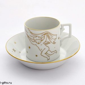 Фарфоровая чашка для кофе мокко греческая с ангелом (464910 96)+ блюдце (195012 96) KPM