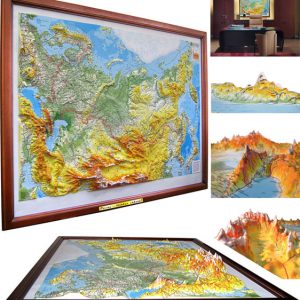 Рельефная карта “Россия» в деревянной раме (8 см)